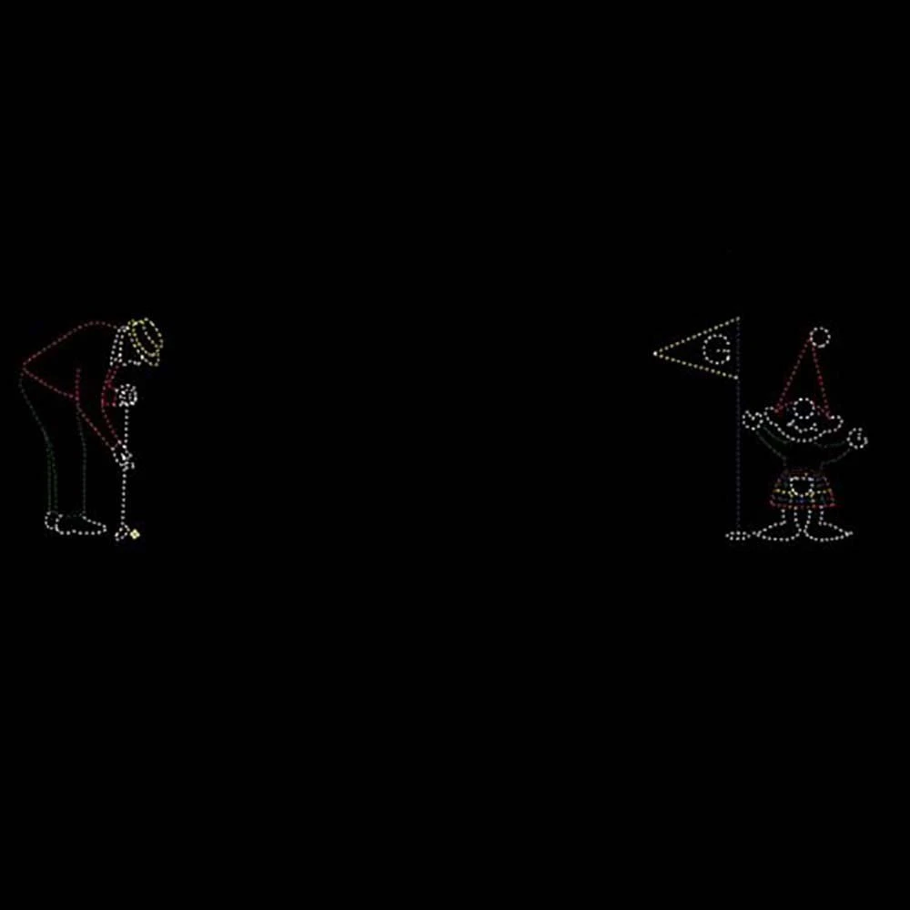 15' X 49' Golfer And Kilted Elf Caddy, LED 1 15' X 49' Golfer And Kilted Elf Caddy, LED