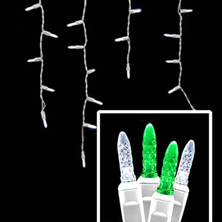 LED Icicle Lights - 70 Light Set - Green & Pure White 1 LED Icicle Lights - 70 Light Set - Green & Pure White