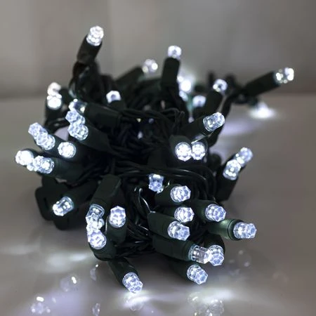 70 Light Pure White Pentagon Gem LED Christmas Lights 3 70 Light Pure White Pentagon Gem LED Christmas Lights - Image 3