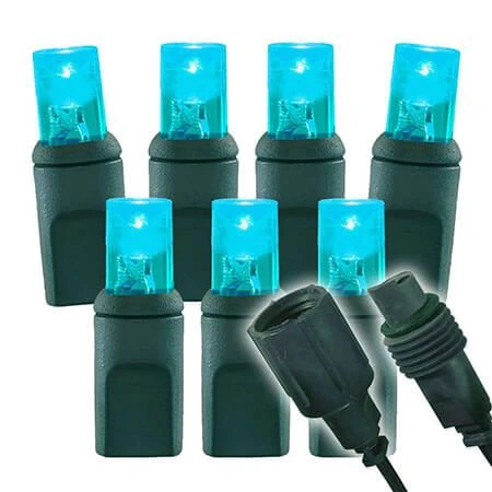 Wide Angle Conical - 4" Spacing, 70 Bulb, Green Cord, UL Coaxial RY Plug - 22 Gauge - Full Wave - Aqua 1 Wide Angle Conical - 4" Spacing, 70 Bulb, Green Cord, UL Coaxial RY Plug - 22 Gauge - Full Wave - Aqua