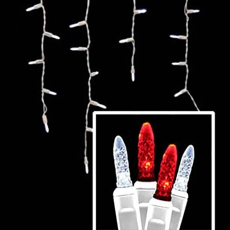 LED Twinkle Icicle Lights - 70 Light Set - Pure White & Red 1 LED Twinkle Icicle Lights - 70 Light Set - Pure White & Red