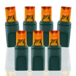 50 Light Amber/Orange 5 Mm Wide Angle Conical LED Christmas Lights