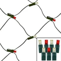 100 Light Warm White & Red 5 Mm Wide Angle Conical LED Net Lights